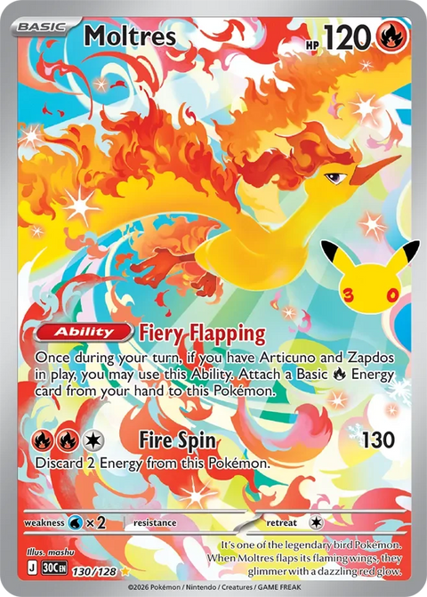 Moltres 130 30th Celebration Pokémon card