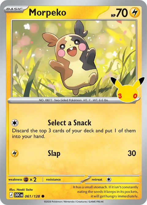 Morpeko 61 30th Celebration Pokémon card