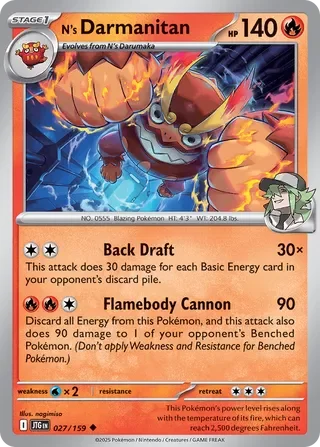N's Darmanitan 027 Prize Pack Series Seven Pokémon card