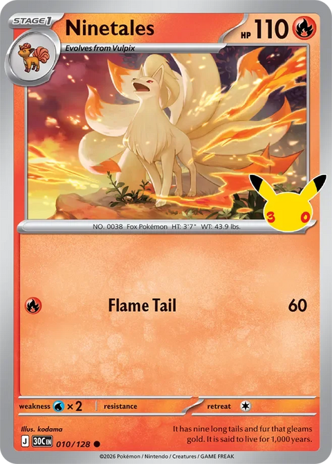 Ninetales 10 30th Celebration Pokémon card