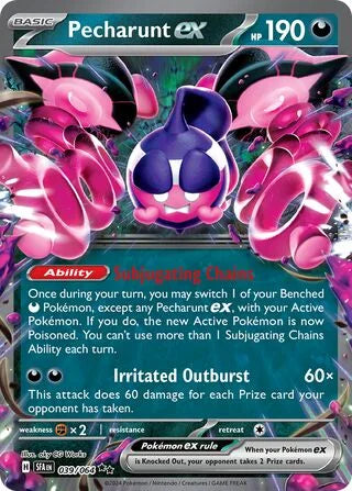 Pecharunt ex 039 Prize Pack Series Six Pokémon card
