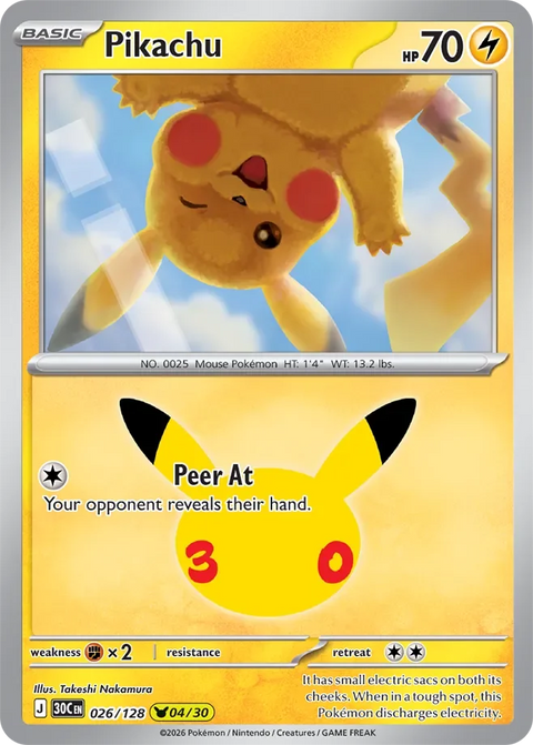 Pikachu 26 30th Celebration Pokémon card