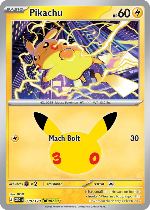 Pikachu 30 30th Celebration Pokémon card