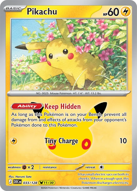 Pikachu 33 30th Celebration Pokémon card