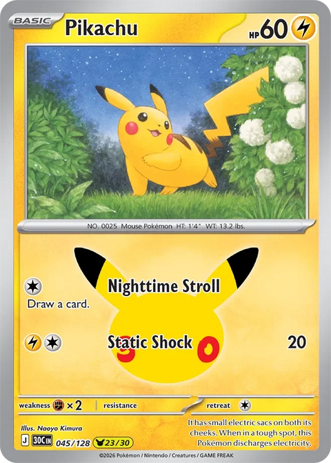 Pikachu 45 30th Celebration Pokémon card