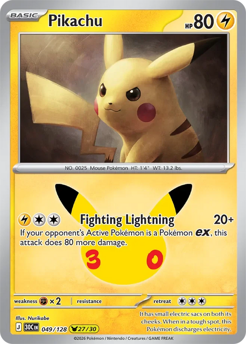 Pikachu 49 30th Celebration Pokémon card