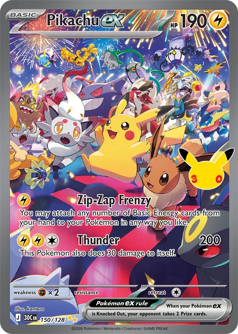 Pikachu ex 150 30th Celebration Pokémon card