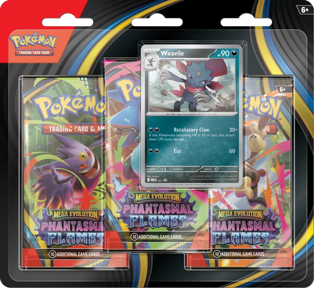 Pokemon TCG: Phantasmal Flames - 3 Pack Blister - Weavile