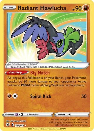 Radiant Hawlucha 081 Prize Pack Series Three Pokémon card