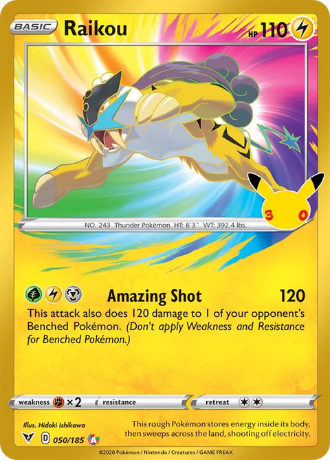 Raikou 12 30th Celebration: Classic Collection Pokémon card