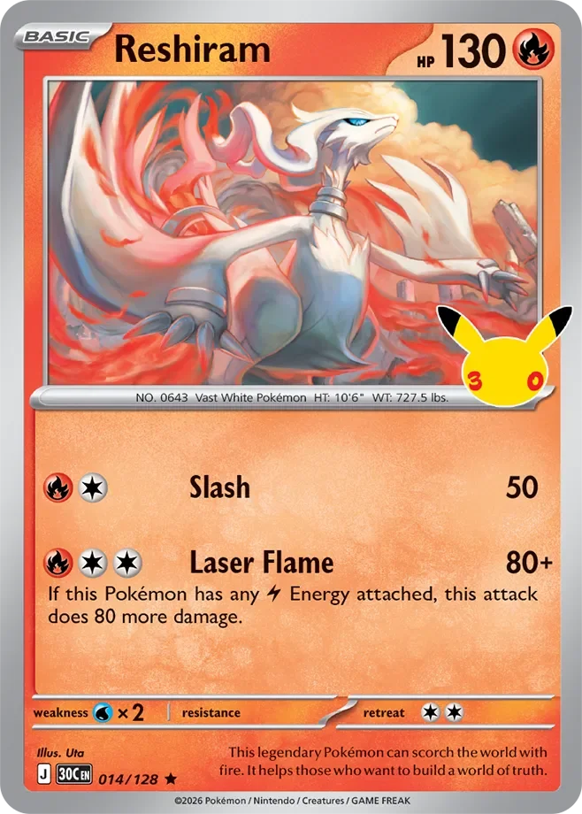 Reshiram 14 30th Celebration Pokémon card