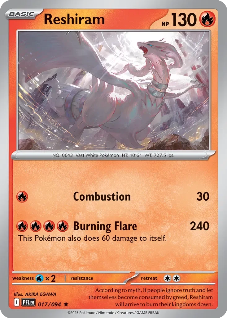 Reshiram 017 Prize Pack Series Nine Pokémon card