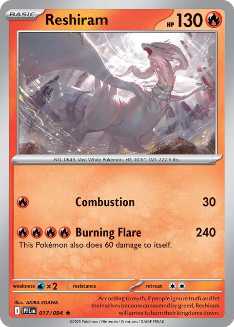 Reshiram 017 Prize Pack Series Nine Pokémon card