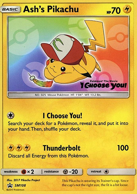 Ash's Pikachu SM108 SM Black Star Promos Pokémon card