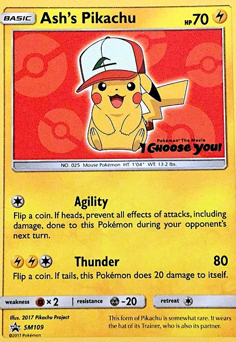 Ash's Pikachu SM109 SM Black Star Promos Pokémon card