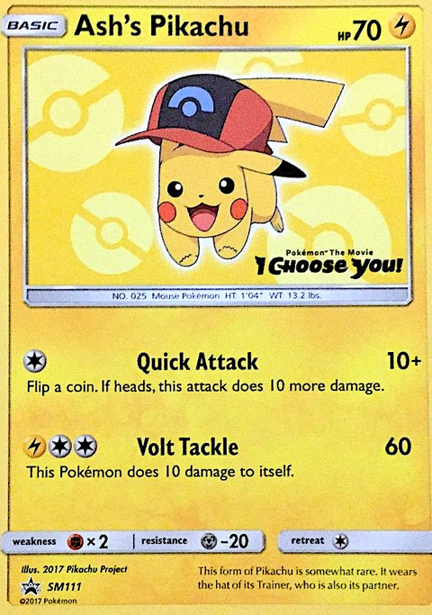 Ash's Pikachu SM111 SM Black Star Promos Pokémon card