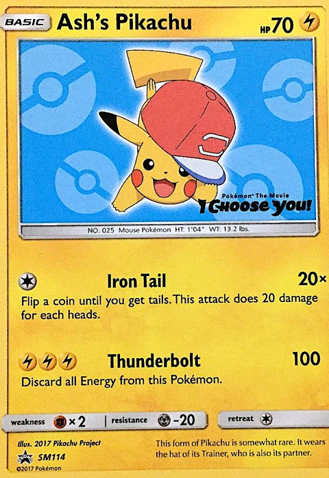 Ash's Pikachu SM114 SM Black Star Promos Pokémon card