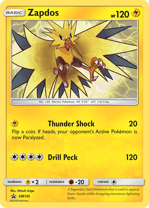 Zapdos SM145 SM Black Star Promos Pokémon card