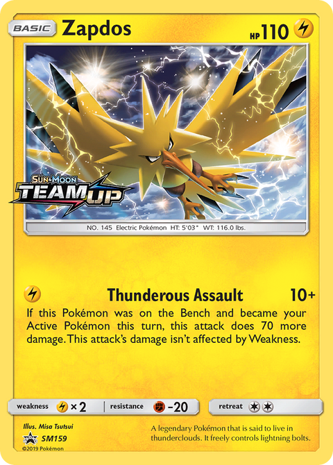 Zapdos SM159 SM Black Star Promos Pokémon card