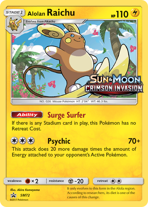 Alolan Raichu SM72 SM Black Star Promos Pokémon card