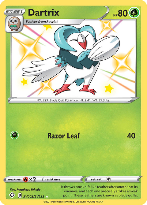 Dartrix SV002 Shining Fates Shiny Vault Pokémon card