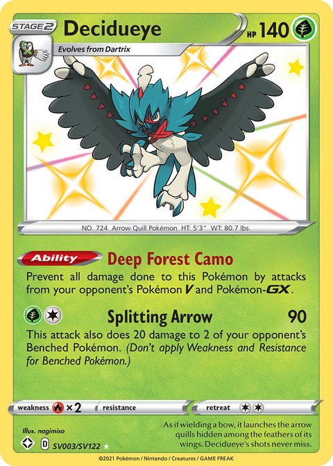 Decidueye SV003 Shining Fates Shiny Vault Pokémon card