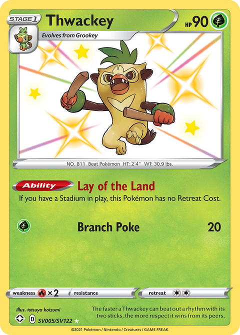 Thwackey SV005 Shining Fates Shiny Vault Pokémon card