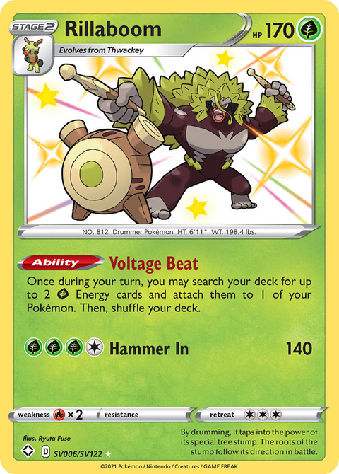 Rillaboom SV006 Shining Fates Shiny Vault Pokémon card