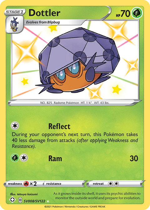 Dottler SV008 Shining Fates Shiny Vault Pokémon card