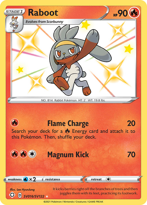 Raboot SV016 Shining Fates Shiny Vault Pokémon card