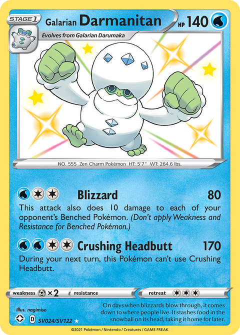 Galarian Darmanitan SV024 Shining Fates Shiny Vault Pokémon card