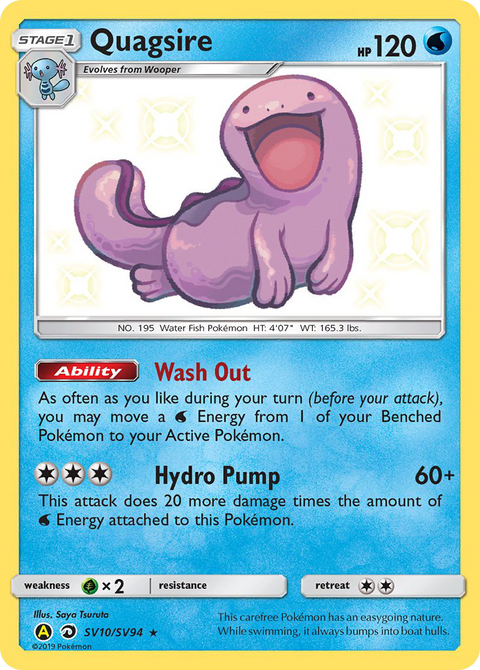 Quagsire SV10 Hidden Fates Shiny Vault Pokémon card