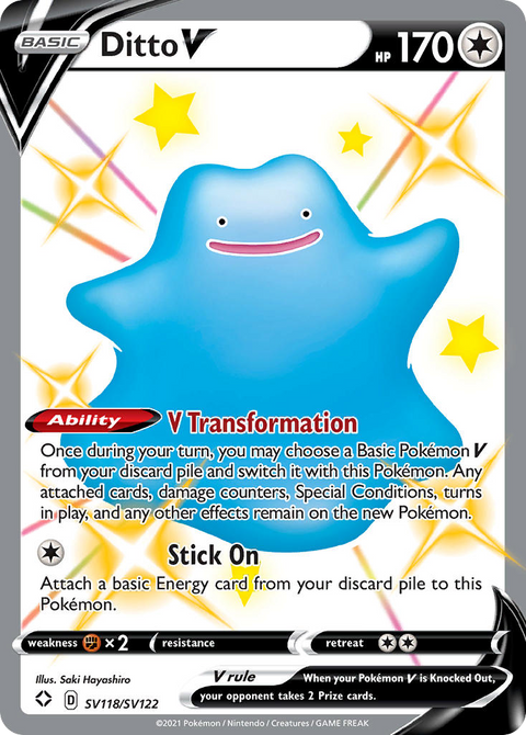 Ditto V SV118 Shining Fates Shiny Vault Pokémon card
