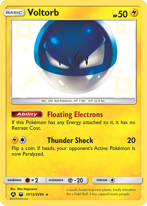 Voltorb SV13 Hidden Fates Shiny Vault Pokémon card