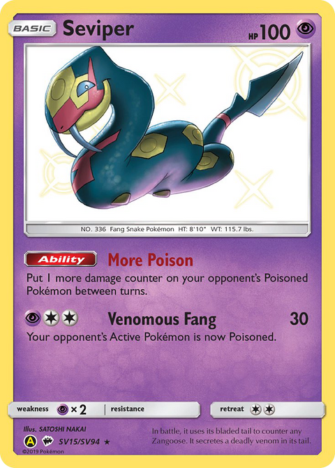 Seviper SV15 Hidden Fates Shiny Vault Pokémon card