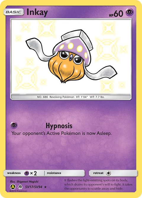 Inkay SV17 Hidden Fates Shiny Vault Pokémon card