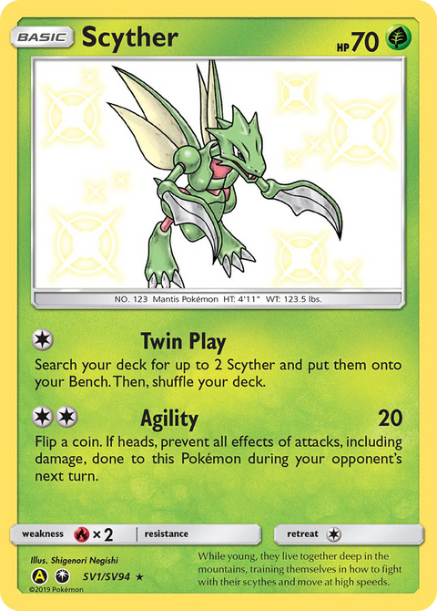 Scyther SV1 Hidden Fates Shiny Vault Pokémon card