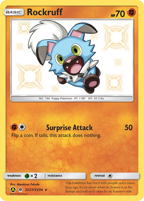 Rockruff SV23 Hidden Fates Shiny Vault Pokémon card