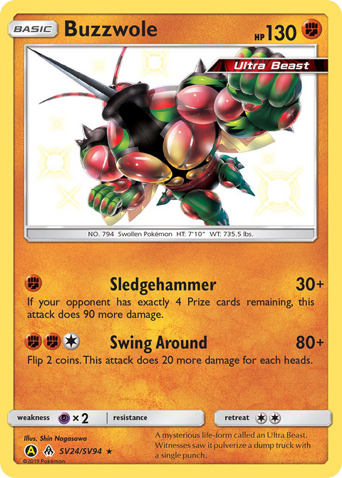 Buzzwole SV24 Hidden Fates Shiny Vault Pokémon card