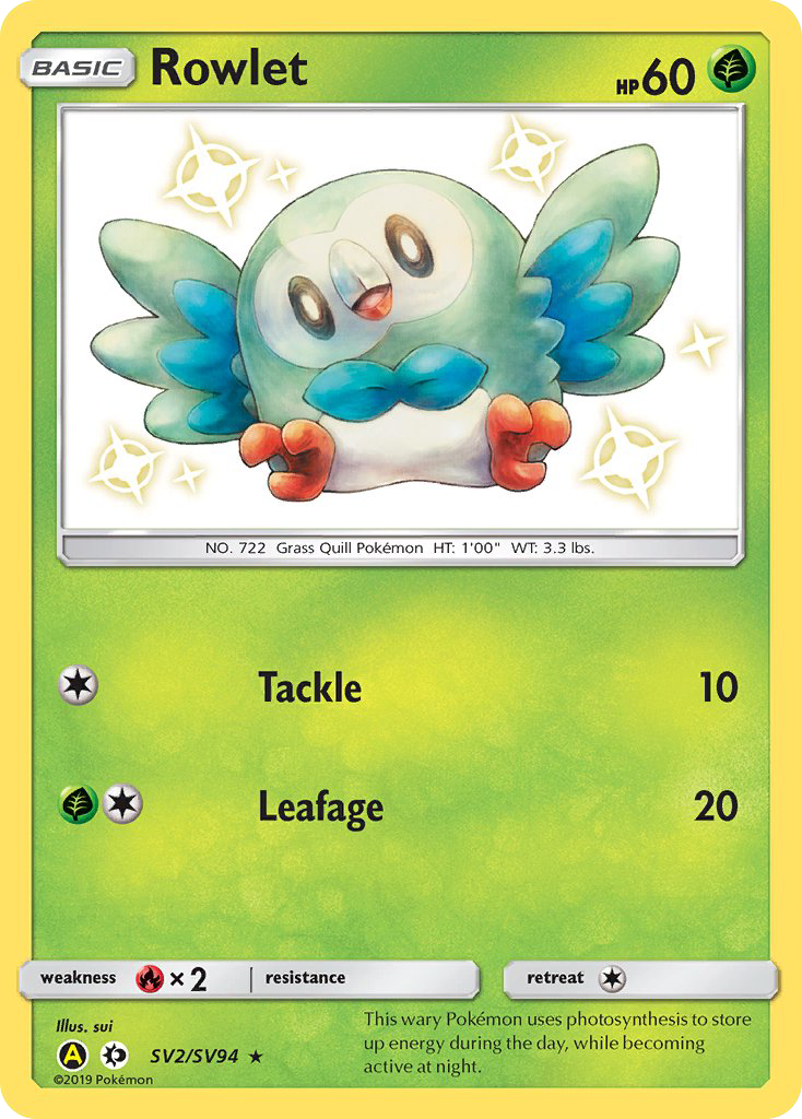 Rowlet SV2 Hidden Fates Shiny Vault Pokémon card