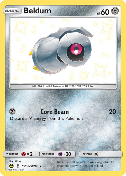 Beldum SV30 Hidden Fates Shiny Vault Pokémon card