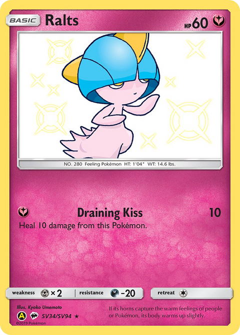 Ralts SV34 Hidden Fates Shiny Vault Pokémon card