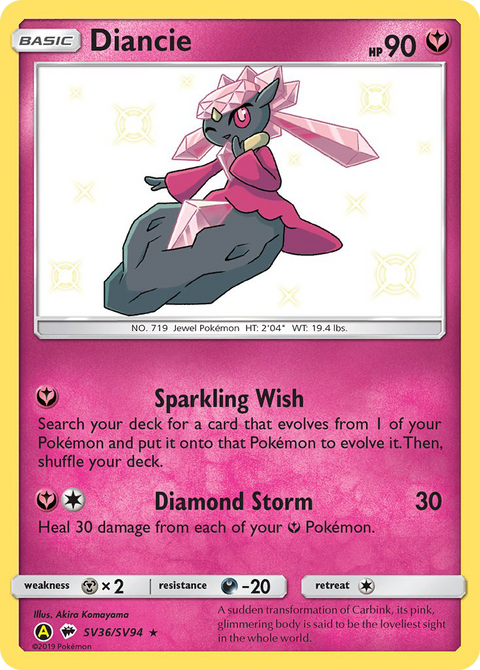 Diancie SV36 Hidden Fates Shiny Vault Pokémon card