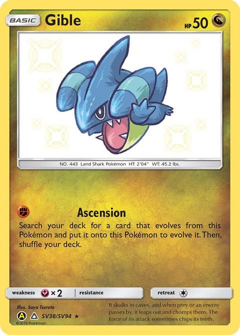 Gible SV38 Hidden Fates Shiny Vault Pokémon card