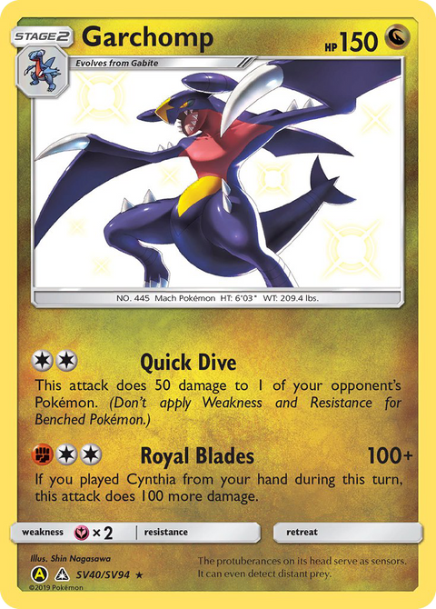 Garchomp SV40 Hidden Fates Shiny Vault Pokémon card