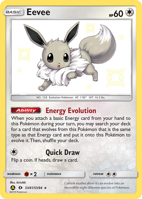 Eevee SV41 Hidden Fates Shiny Vault Pokémon card