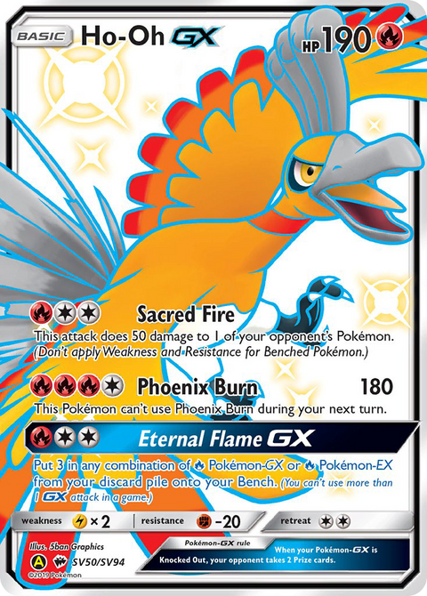 Ho-Oh-GX SV50 Hidden Fates Shiny Vault Pokémon card