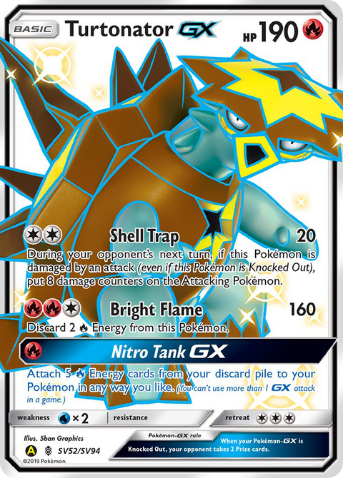 Turtonator-GX SV52 Hidden Fates Shiny Vault Pokémon card