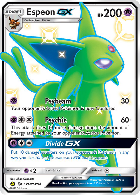 Espeon-GX SV60 Hidden Fates Shiny Vault Pokémon card