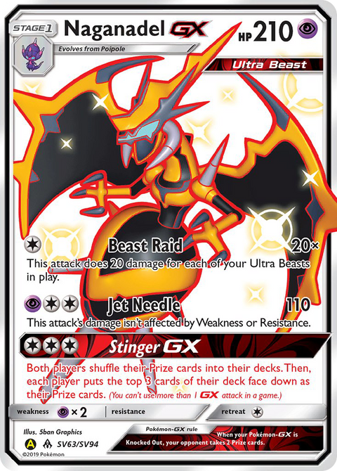 Naganadel-GX SV63 Hidden Fates Shiny Vault Pokémon card